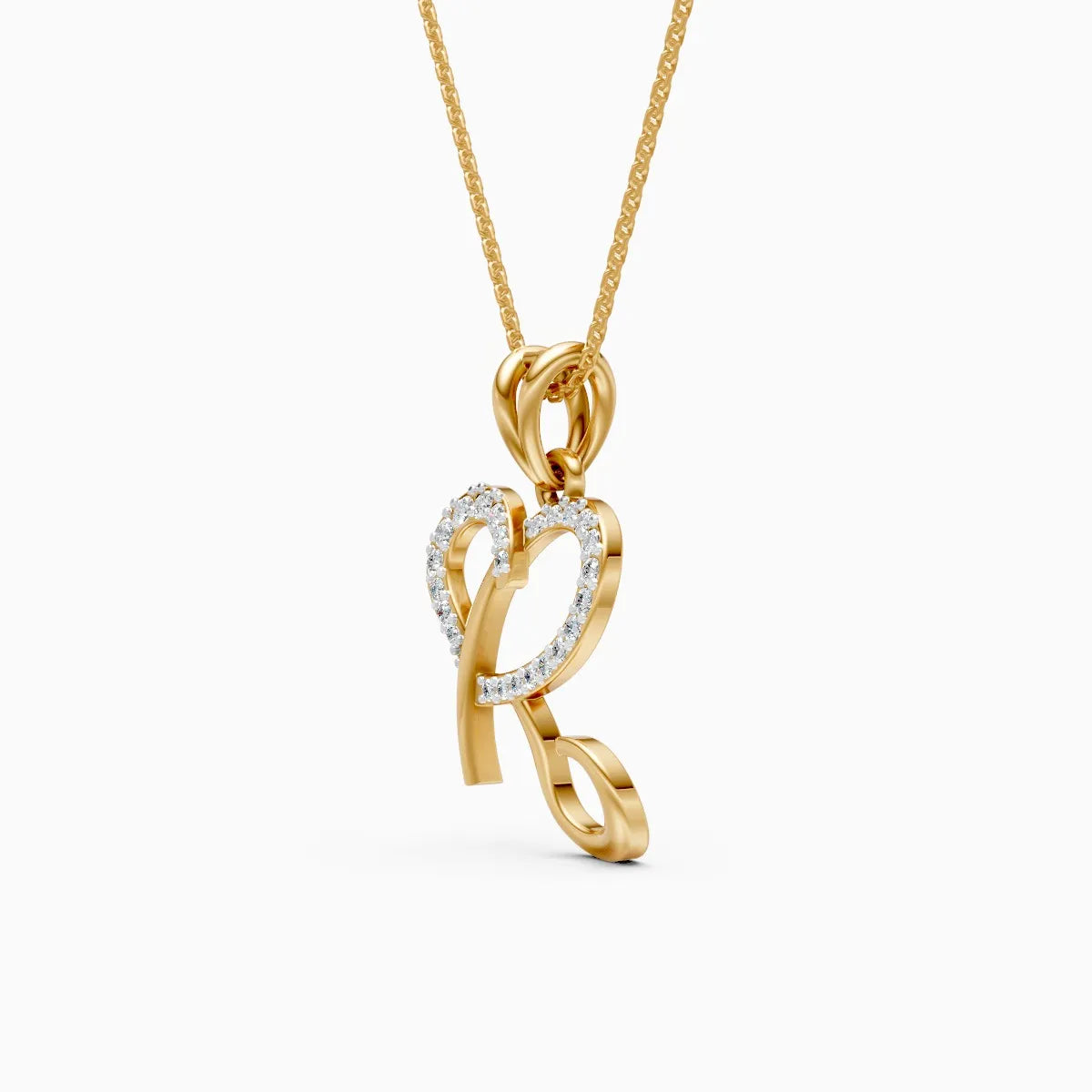 Elegant Heart-Shaped 'R' Pendant