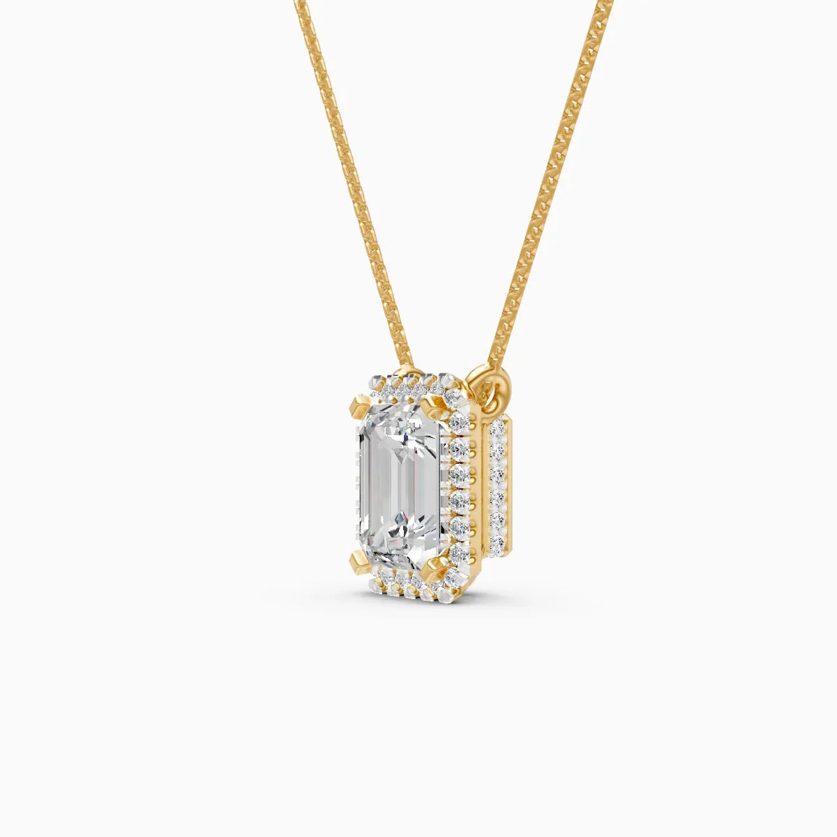 Emerald Halo Solitaire Lab Diamond Pendant