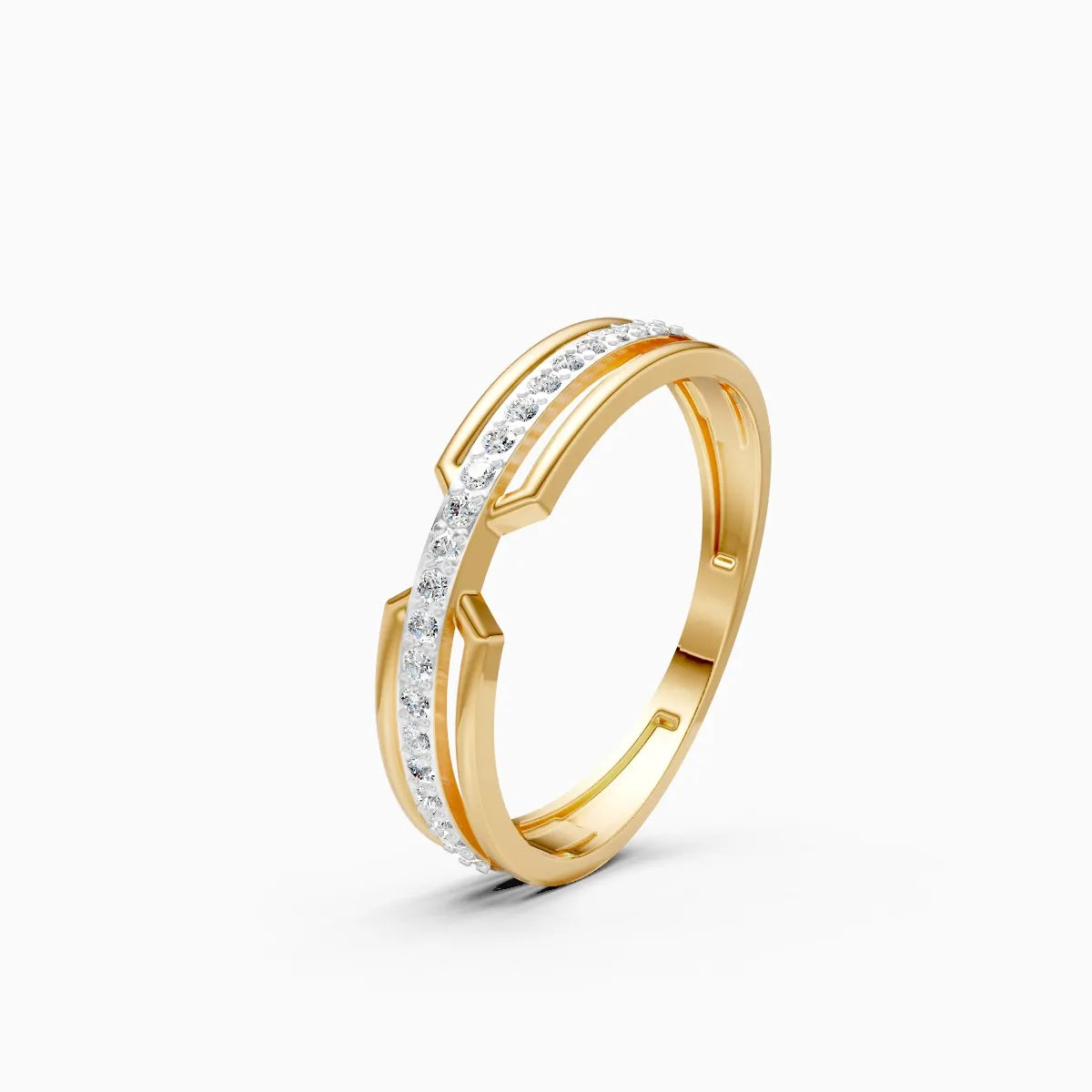Geometric Split Band Diamond Ring
