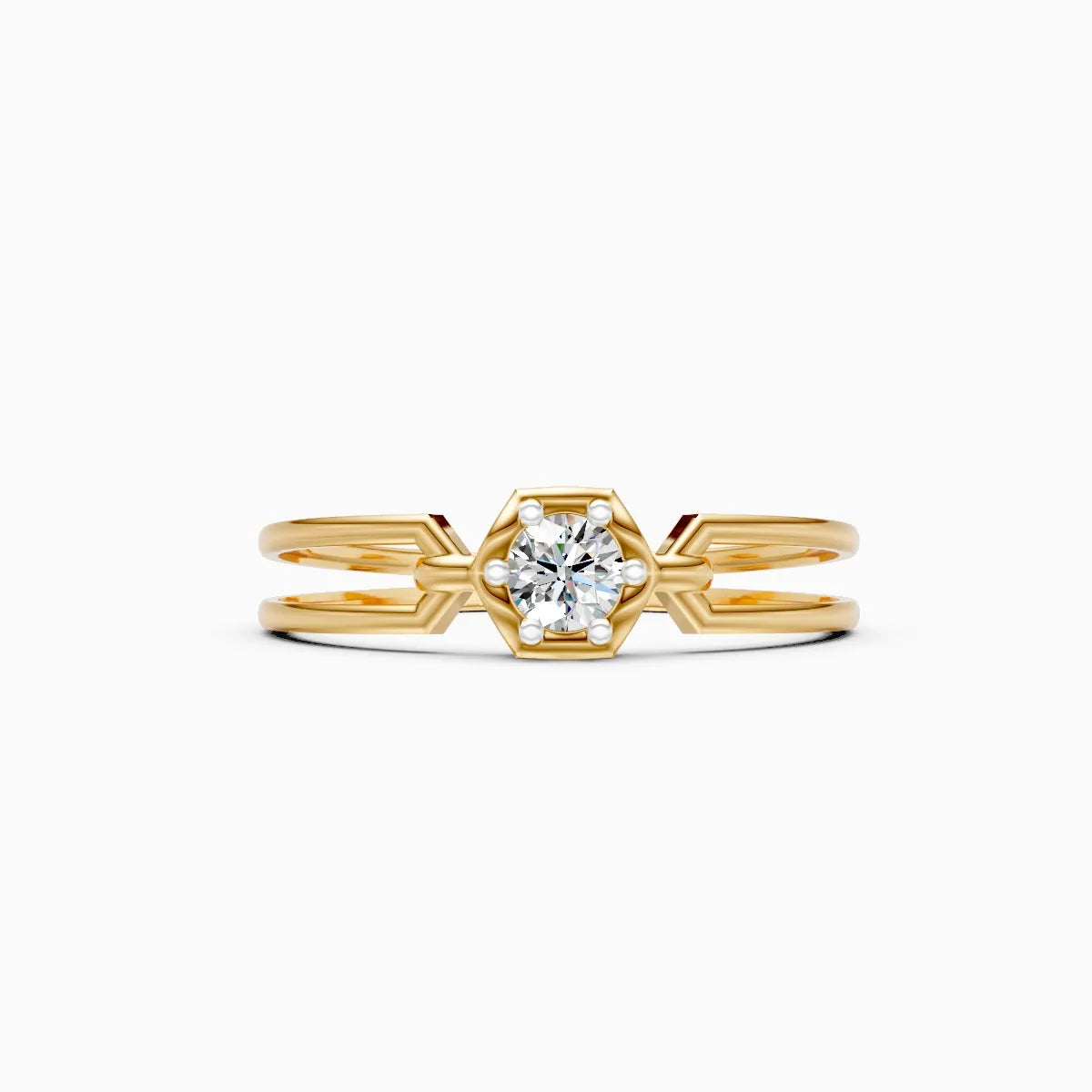Split Band Solitaire Ring