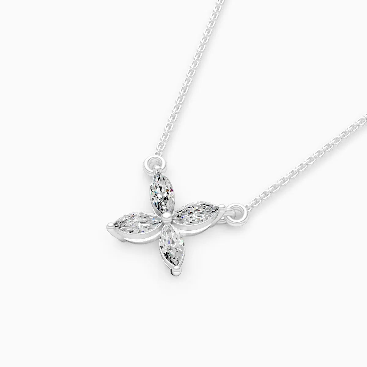 Dazzle Marquise Diamond Floral Charm Necklace