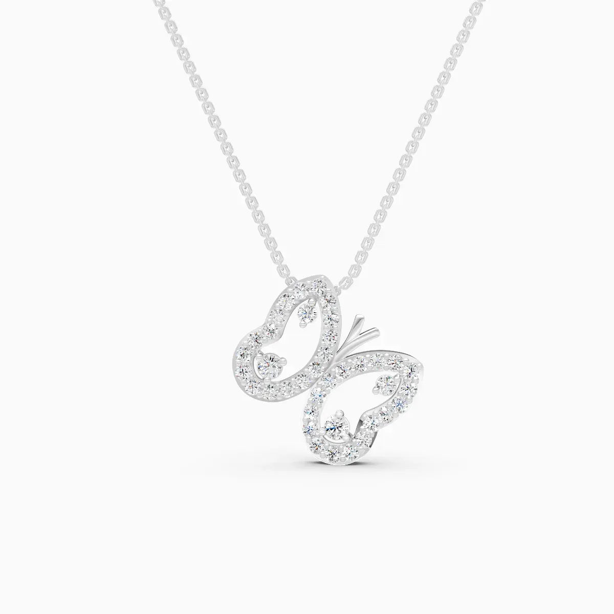 Butterfly Shaped Round Cut  Lab Grown Diamond Necklace