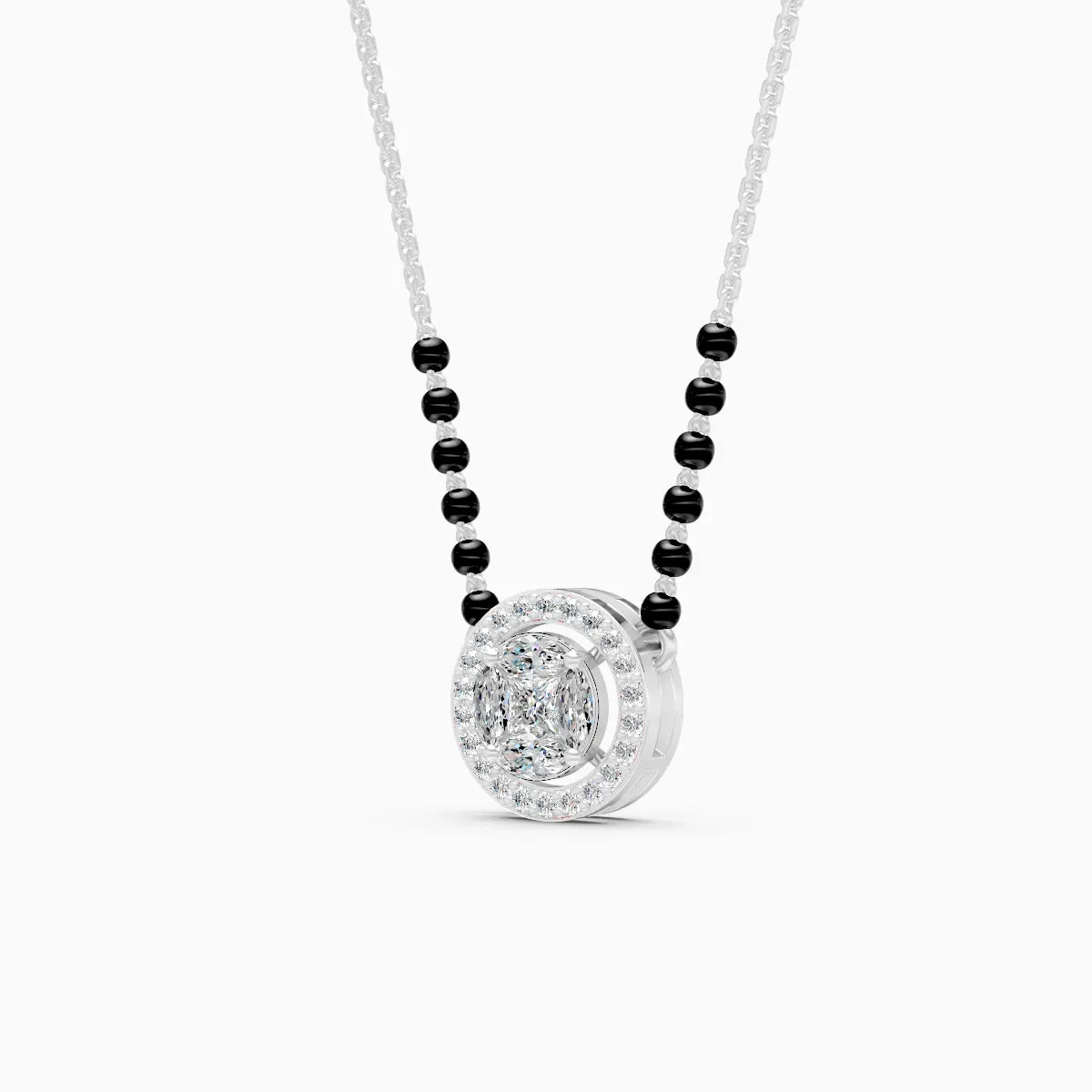 Round Halo Lab Diamond Mangalsutra