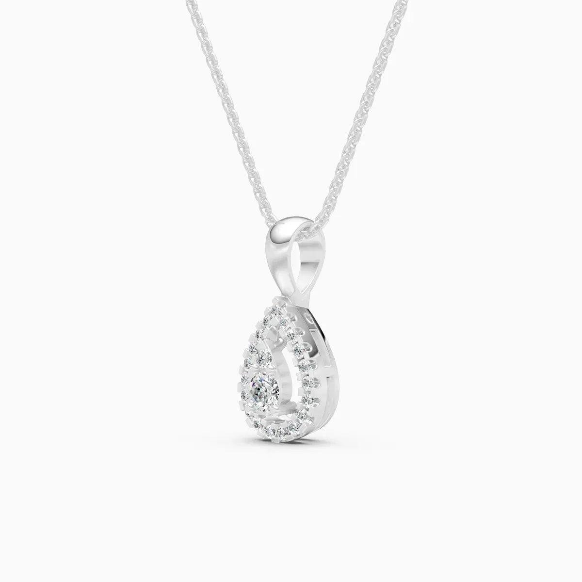Pear Shape Halo Lab Grown Diamond Pendant