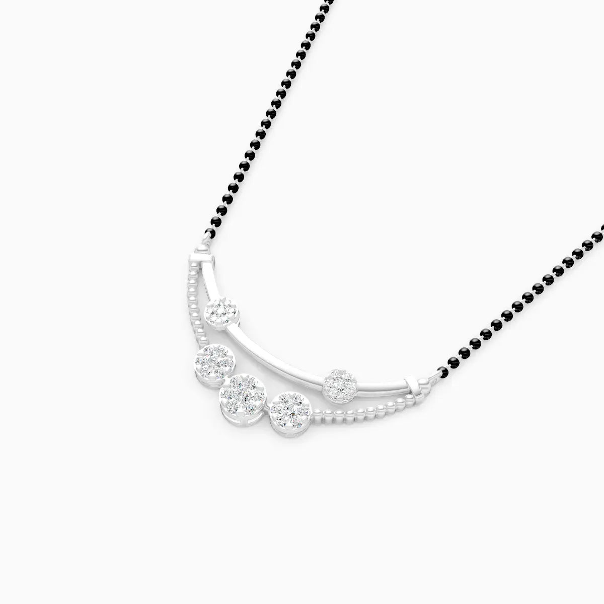 Elegant Lab Grown Diamond Mangalsutra with Black Beads