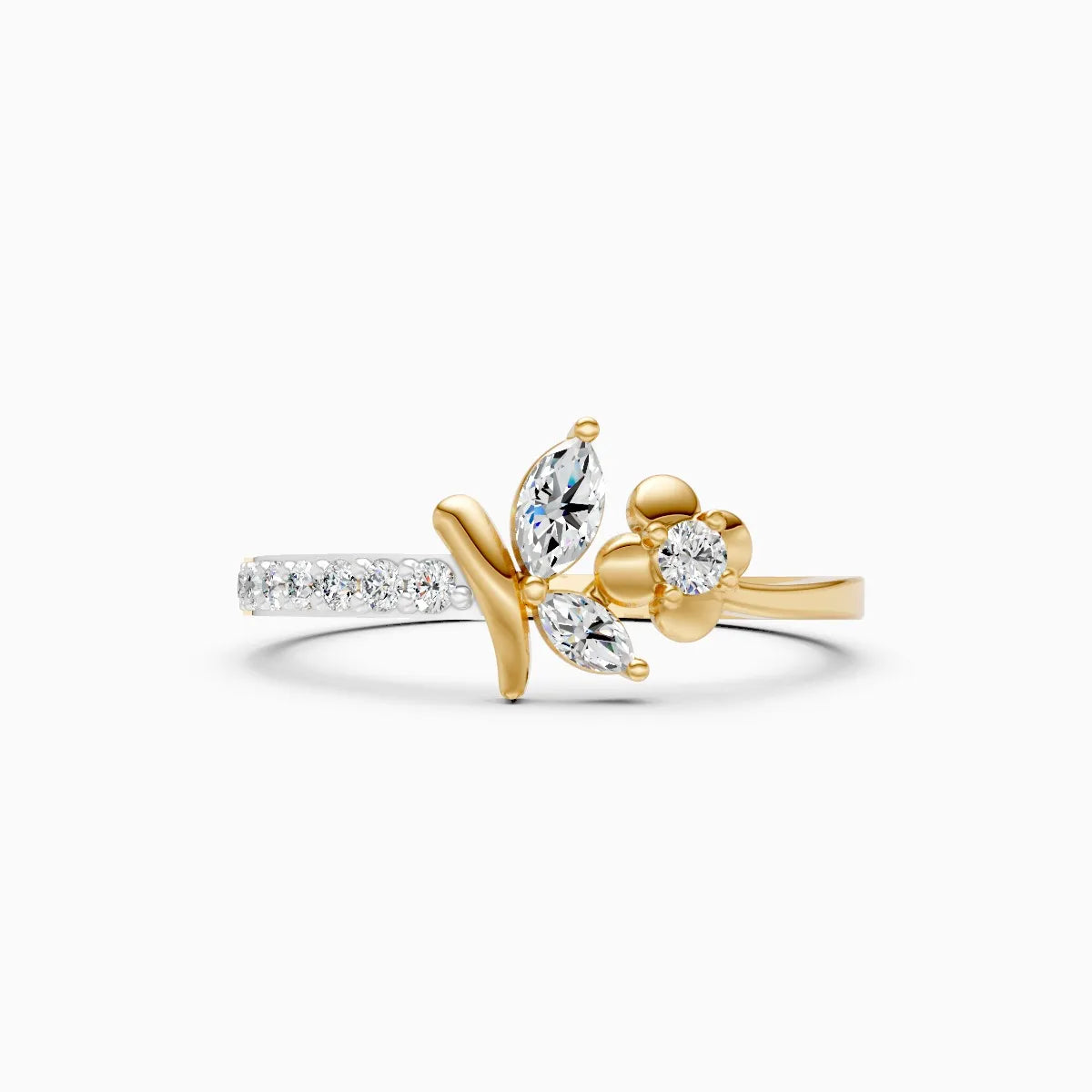 Floral Leaf Diamond Ring