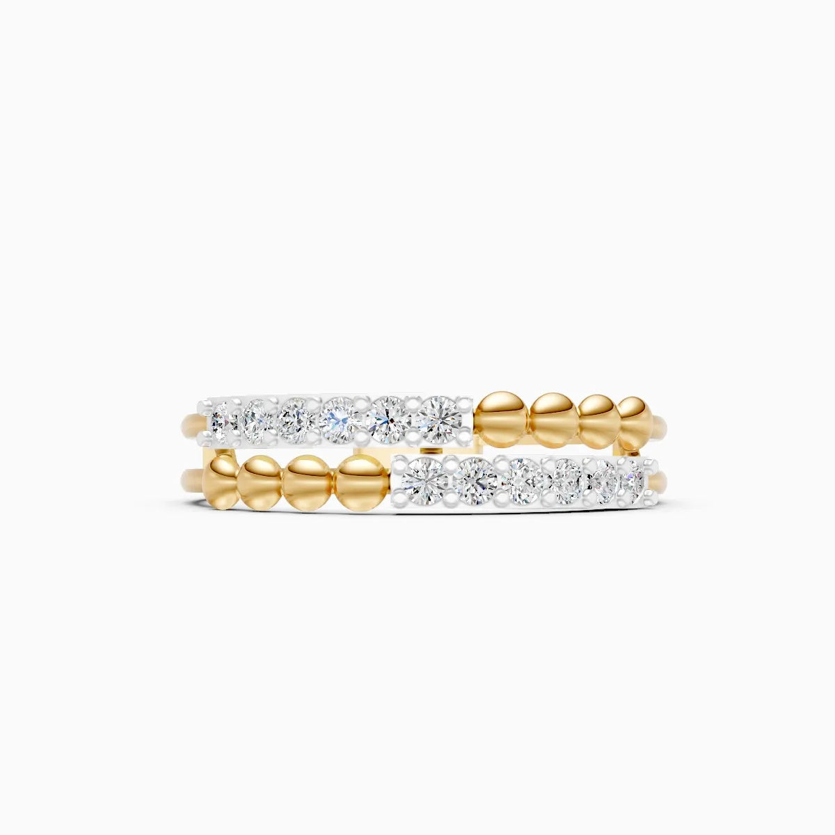Beaded Curve Diamond Ring