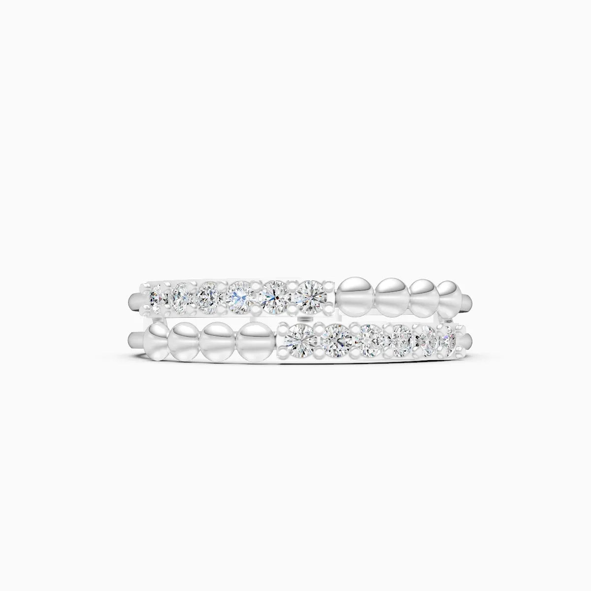 Beaded Curve Diamond Ring
