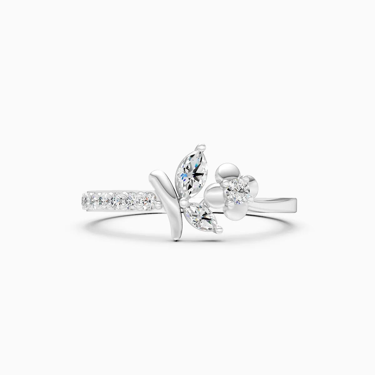 Floral Leaf Diamond Ring