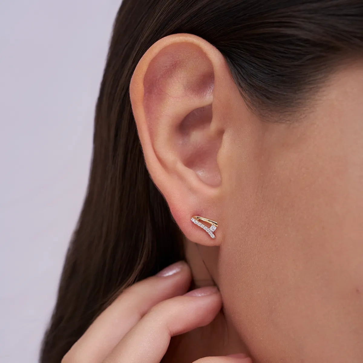 Curved Diamond Stud Earrings