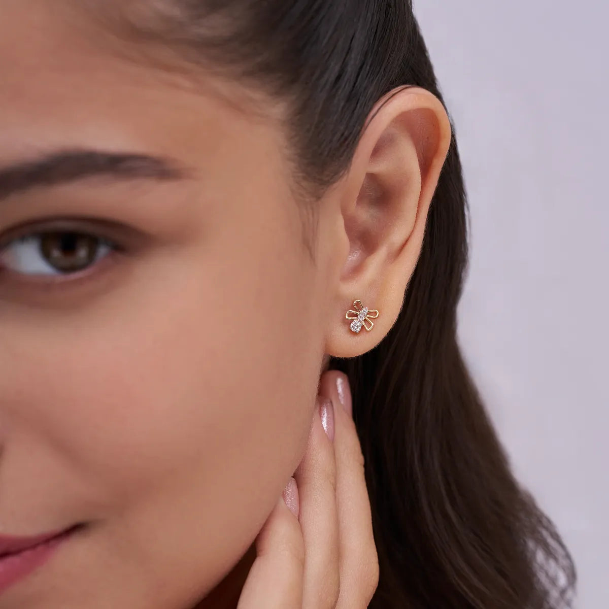 Round Butterfly Stud Earrings