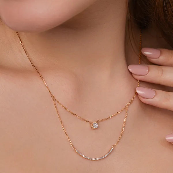 Modern Two Layer Lab Grown Diamond Necklace