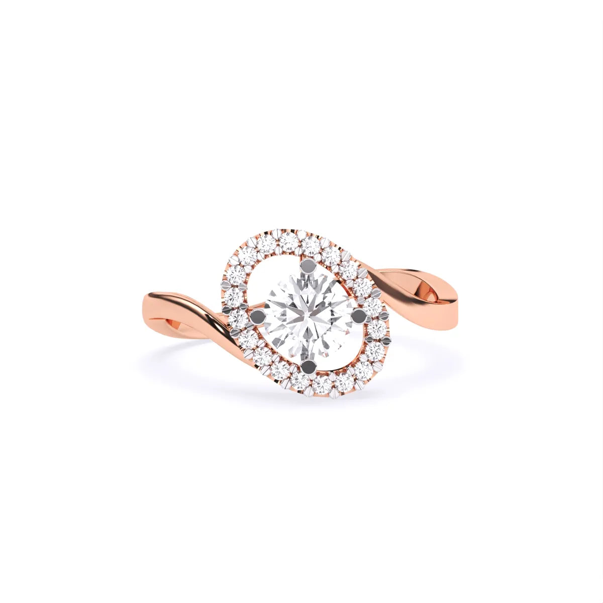 Round Halo Solitaire Diamond Ring