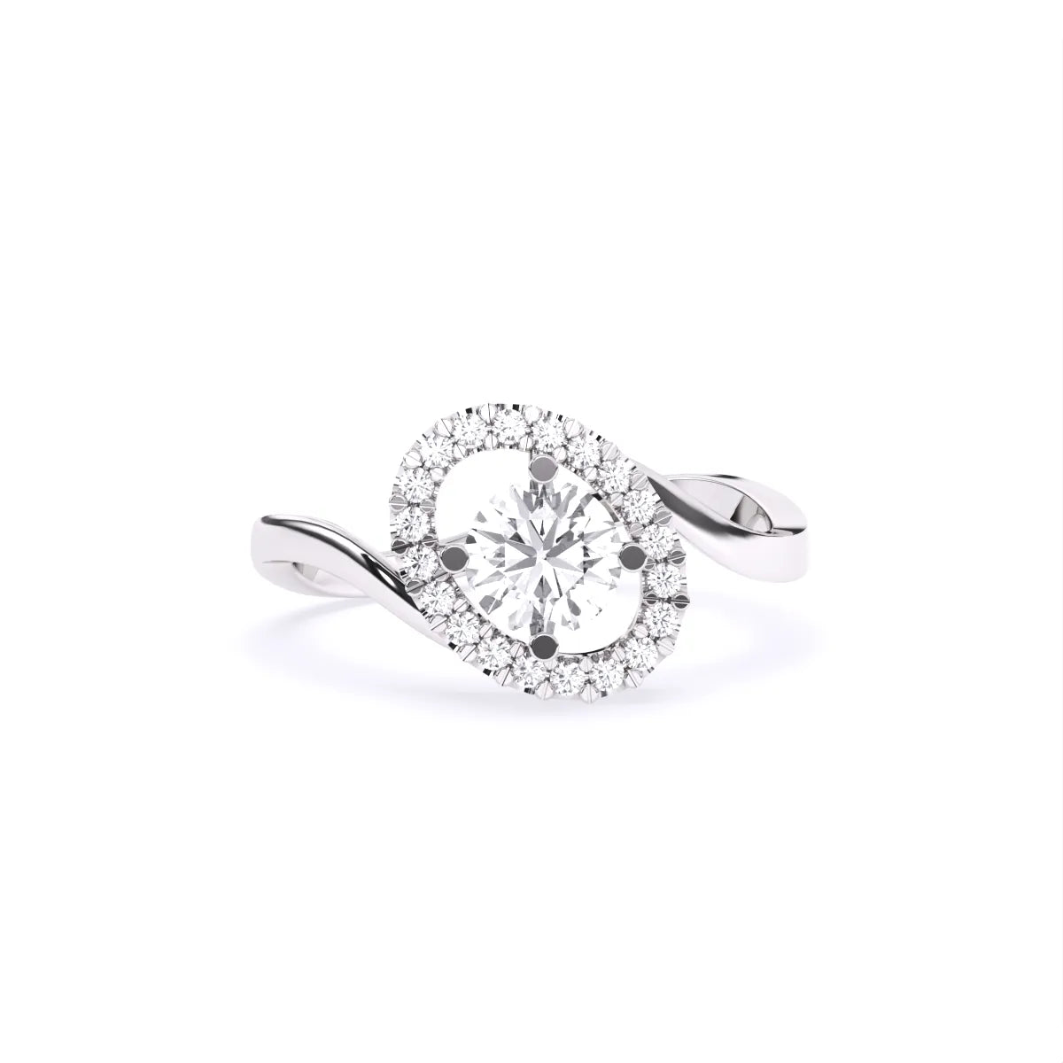 Round Halo Solitaire Diamond Ring