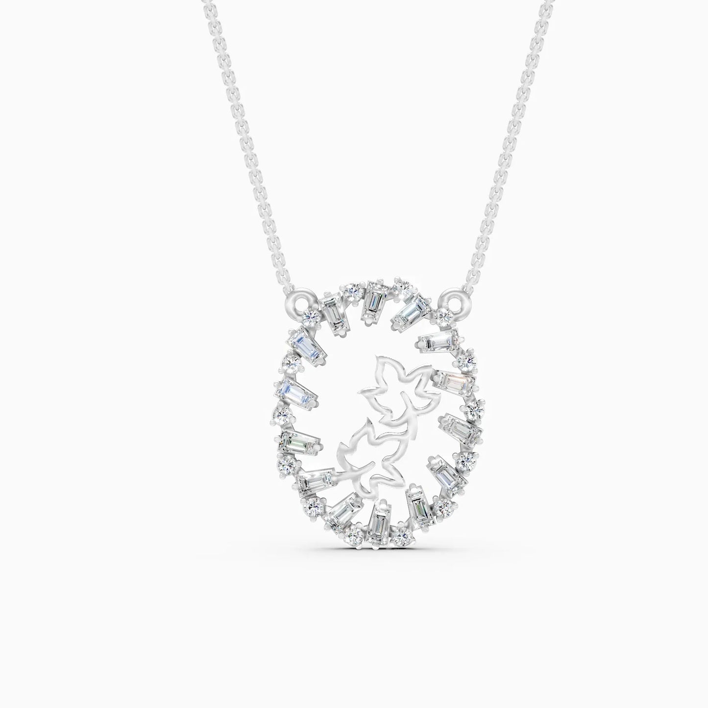 Floral Diamond Pendant Necklace