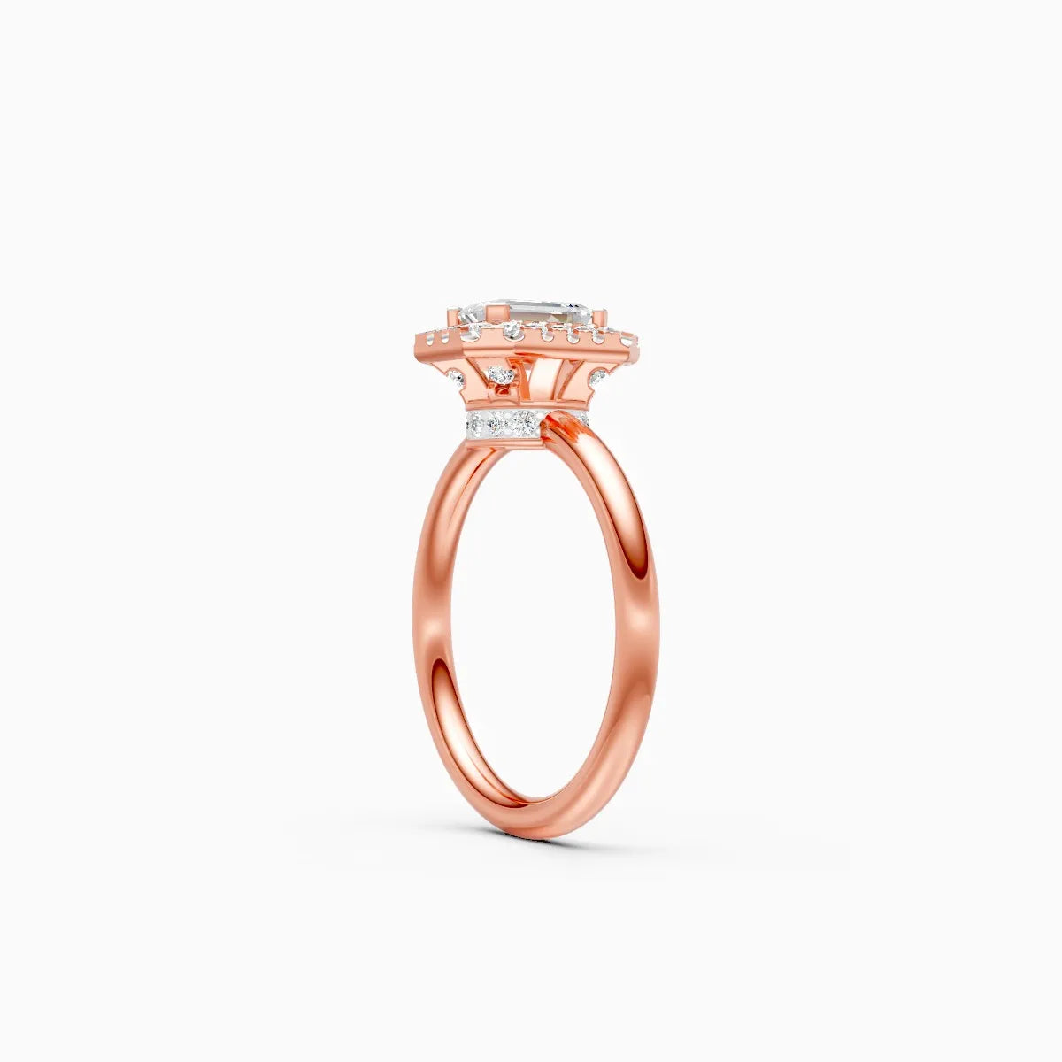 Emerald Cut Diamond Halo Engagement Ring