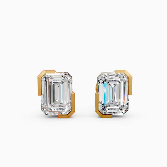 Emerald-Cut Solitaire Lab-Grown Diamond Stud Earrings