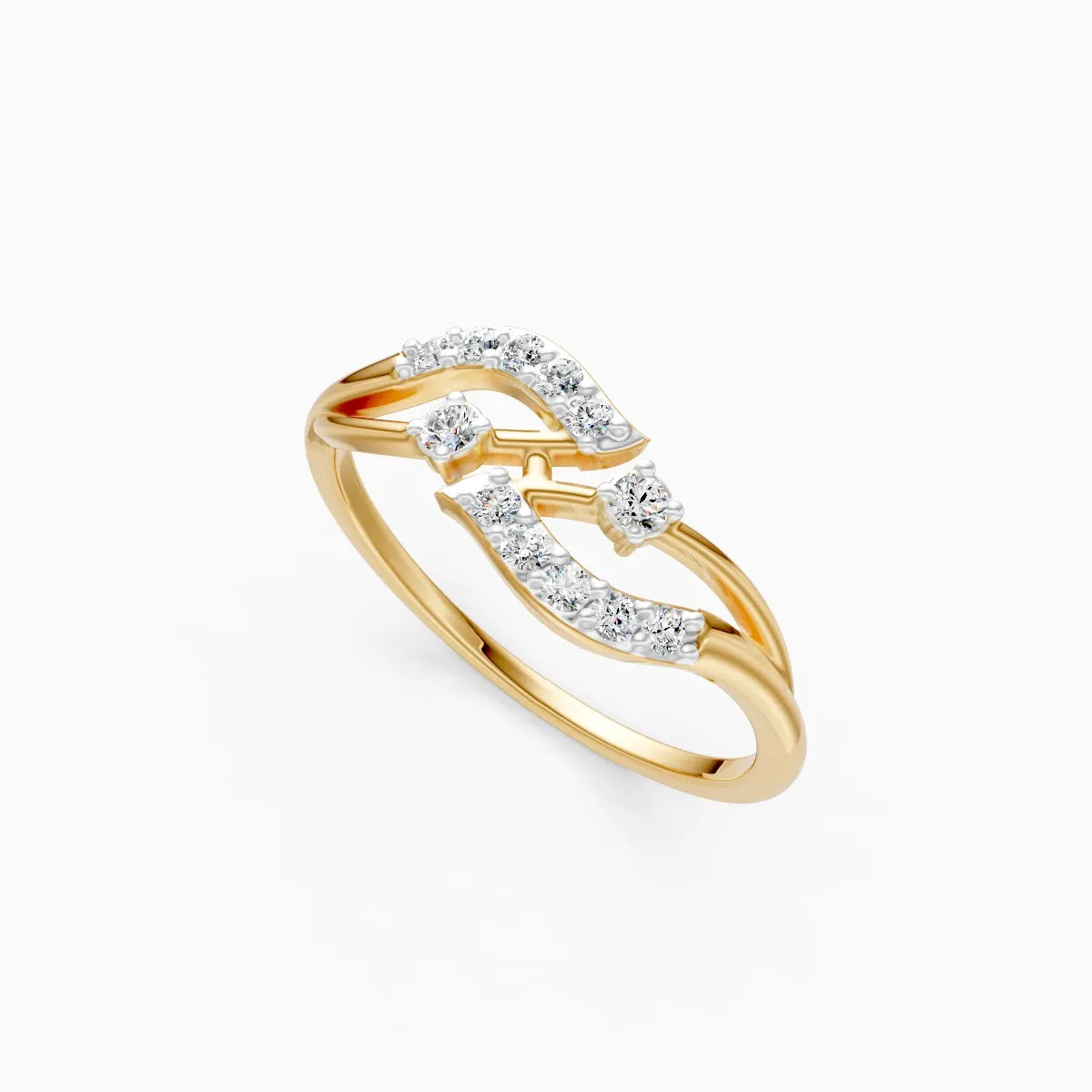 Round Diamond Wave Bypass Ring