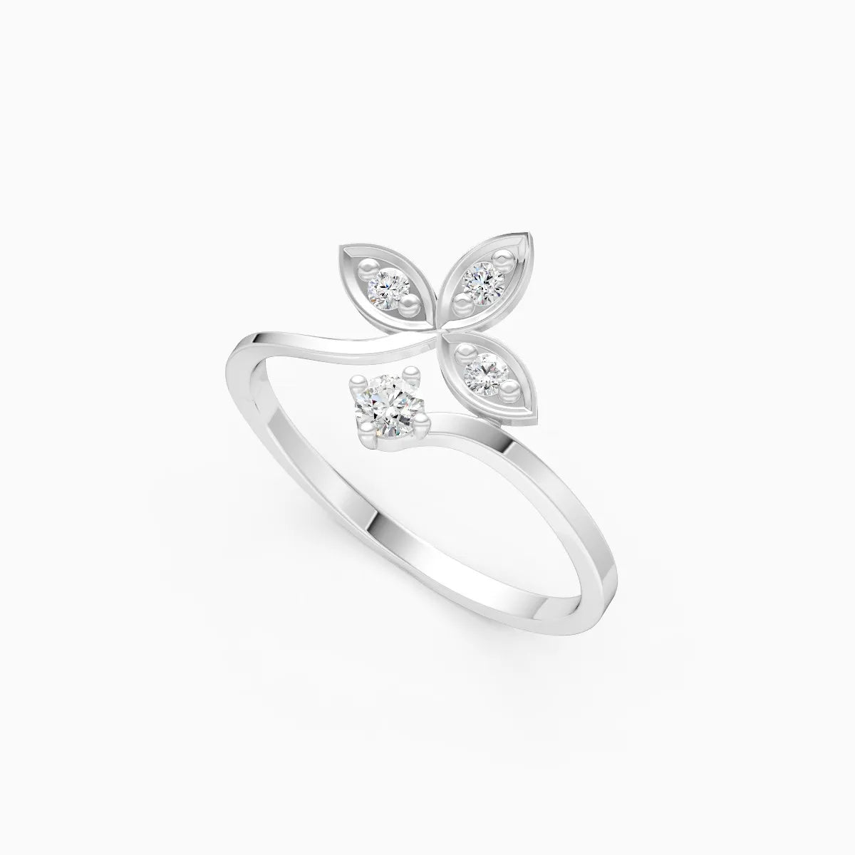 Floral Leaf Open Diamond Ring