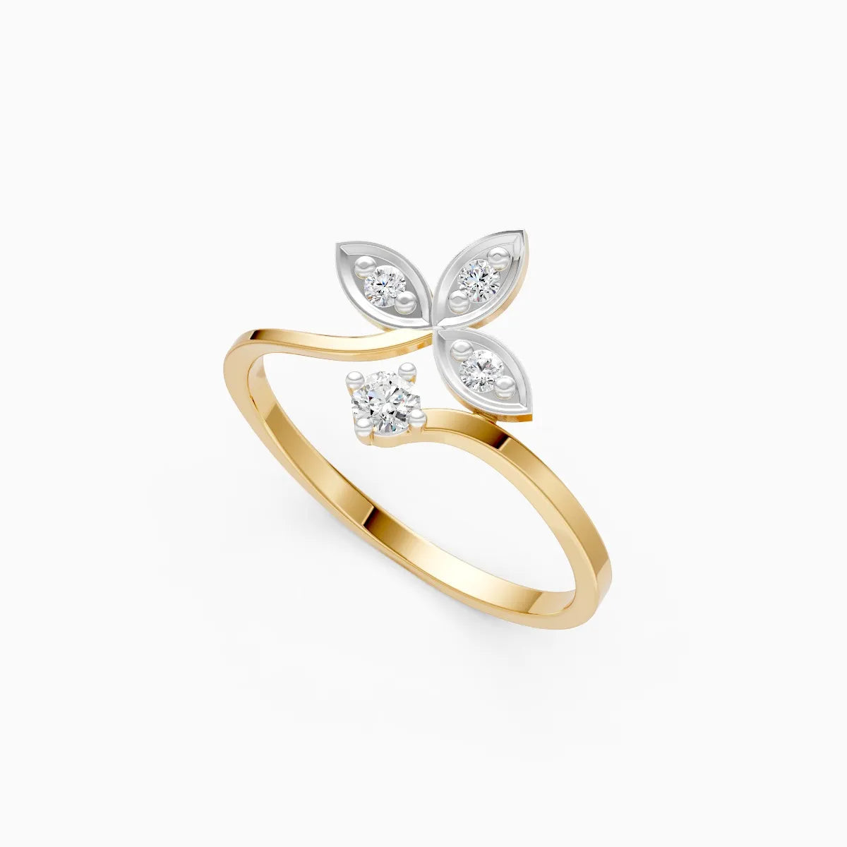 Floral Leaf Open Diamond Ring