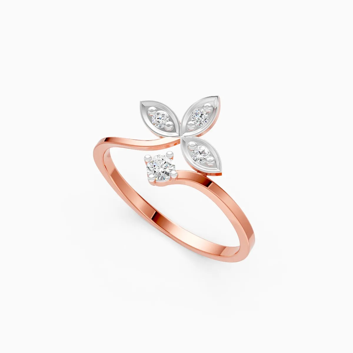 Floral Leaf Open Diamond Ring