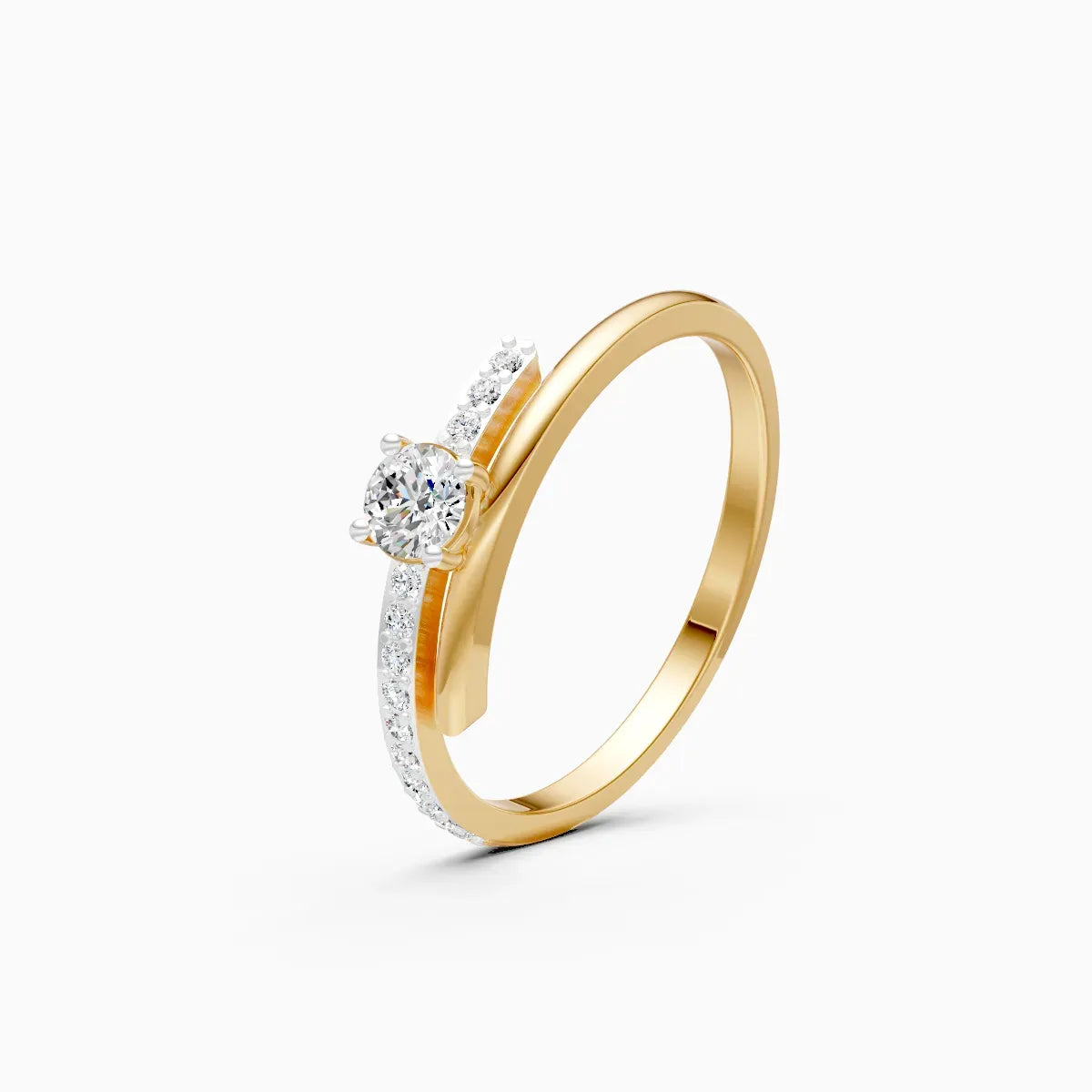 Sweeping Curve Solitaire Ring