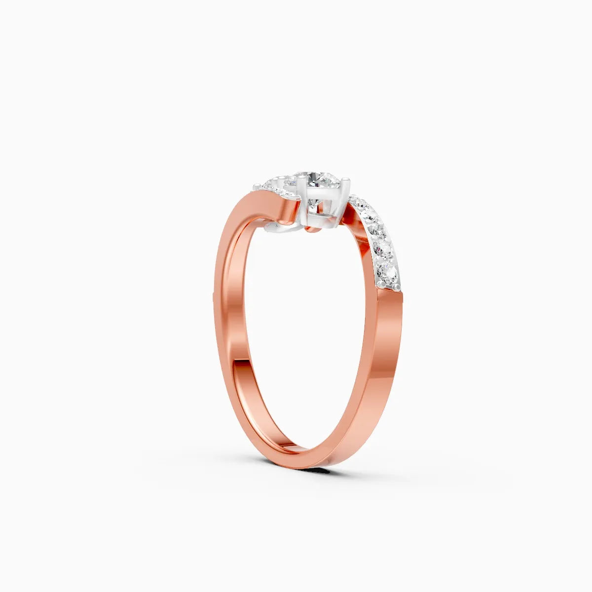 Stylish Twin Diamond Ring With Upper Edge Band