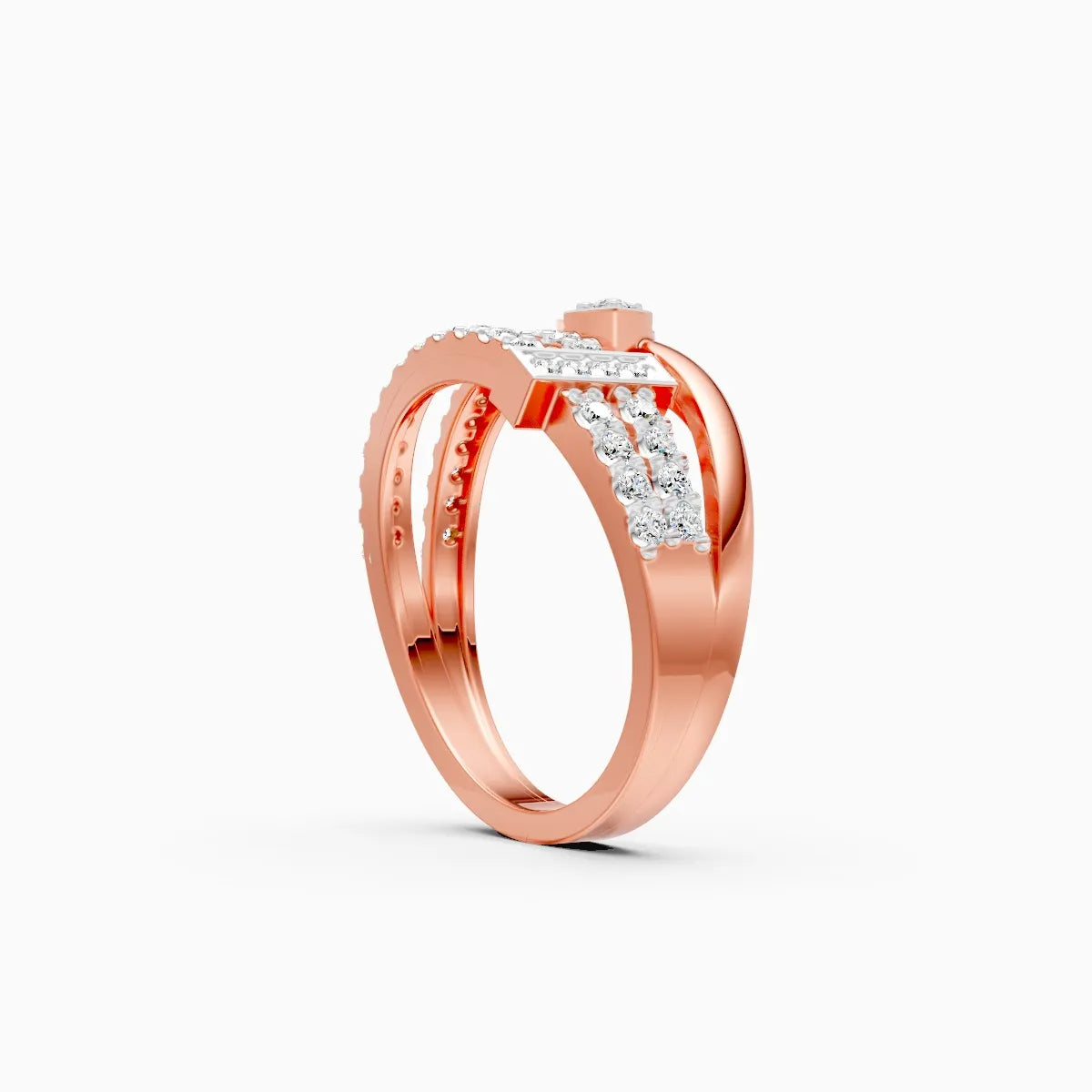 Modern Leaf-Cut Open Diamond Ring
