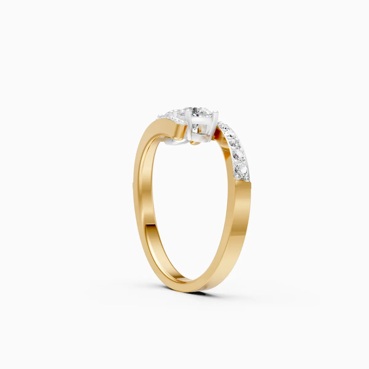 Stylish Twin Diamond Ring With Upper Edge Band