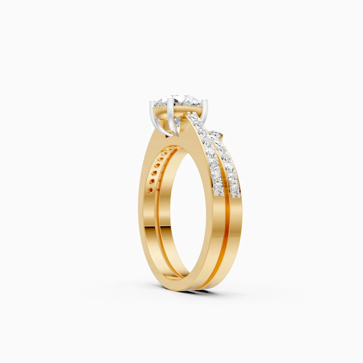 Timeless Round Cut Diamond Ring with Double Band