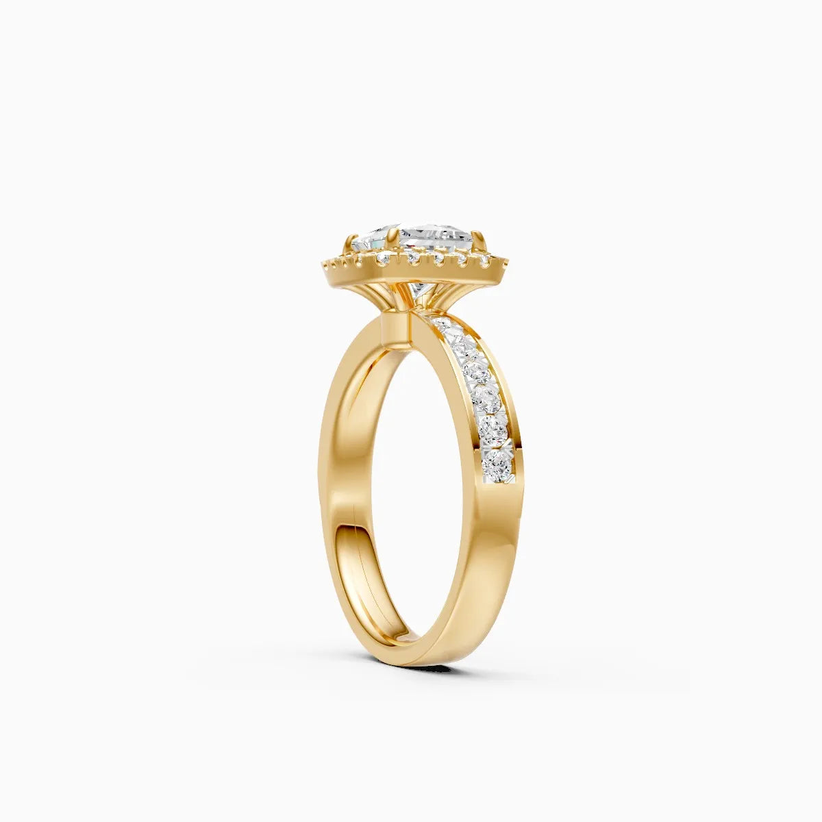 Classic Halo Square Diamond Engagement Ring