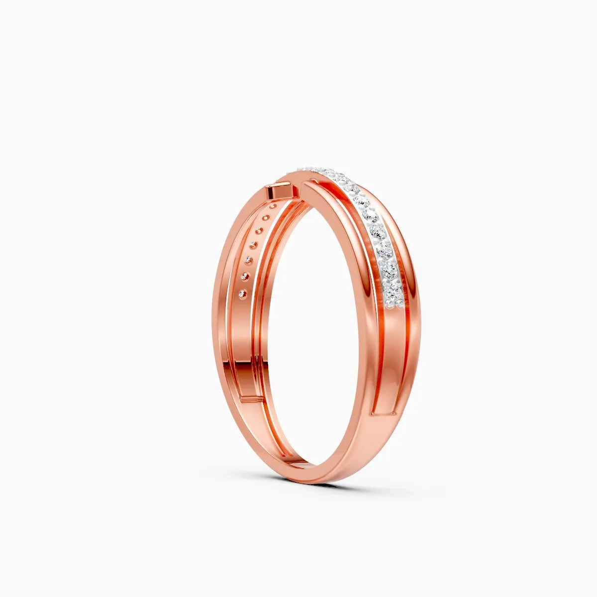 Geometric Split Band Diamond Ring