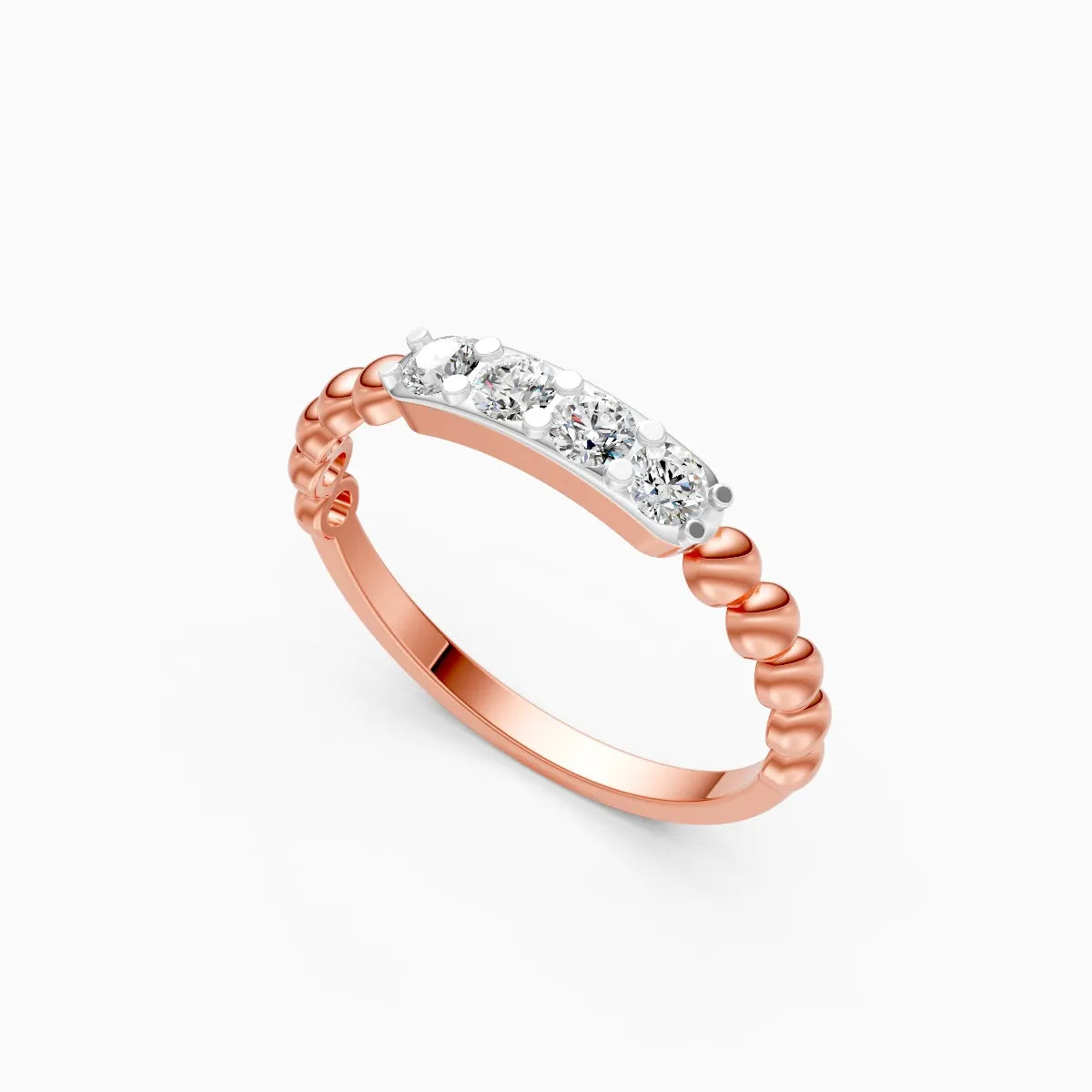 Beaded Bar Diamond Ring