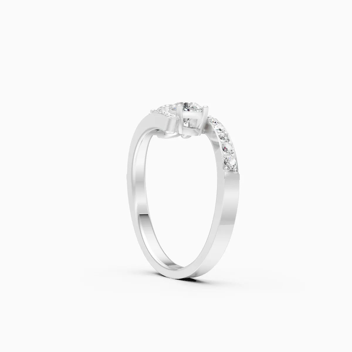 Stylish Twin Diamond Ring With Upper Edge Band