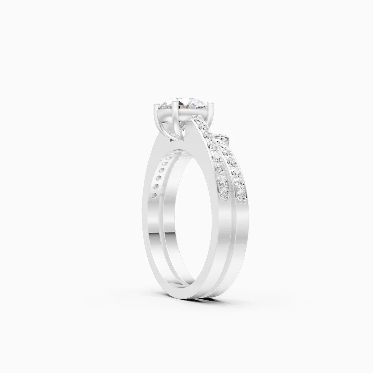 Timeless Round Cut Diamond Ring with Double Band
