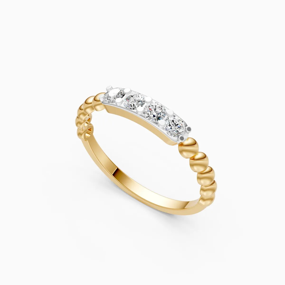 Beaded Bar Diamond Ring