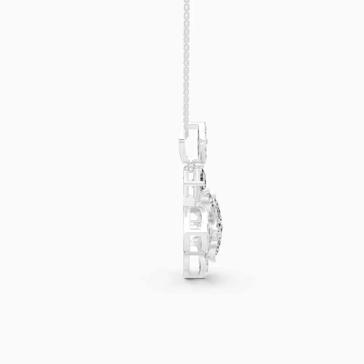 Trendy Marquise Petal And Rounded Bloom Diamond Pendant