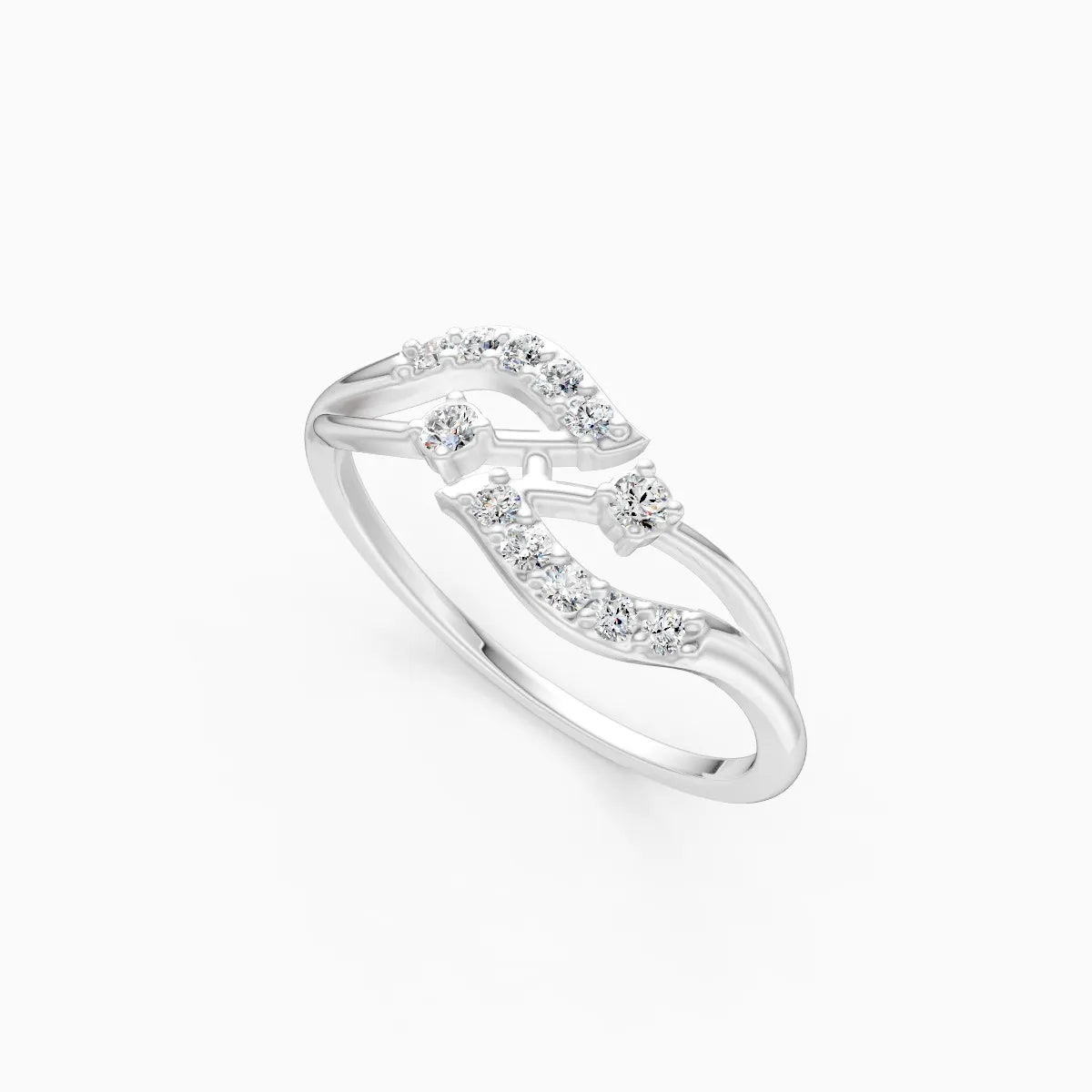 Round Diamond Wave Bypass Ring