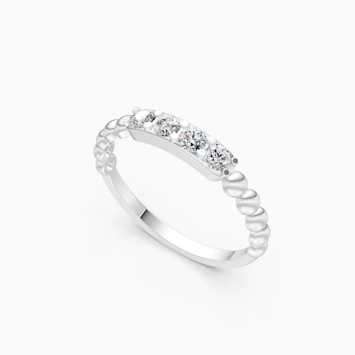 Beaded Bar Diamond Ring