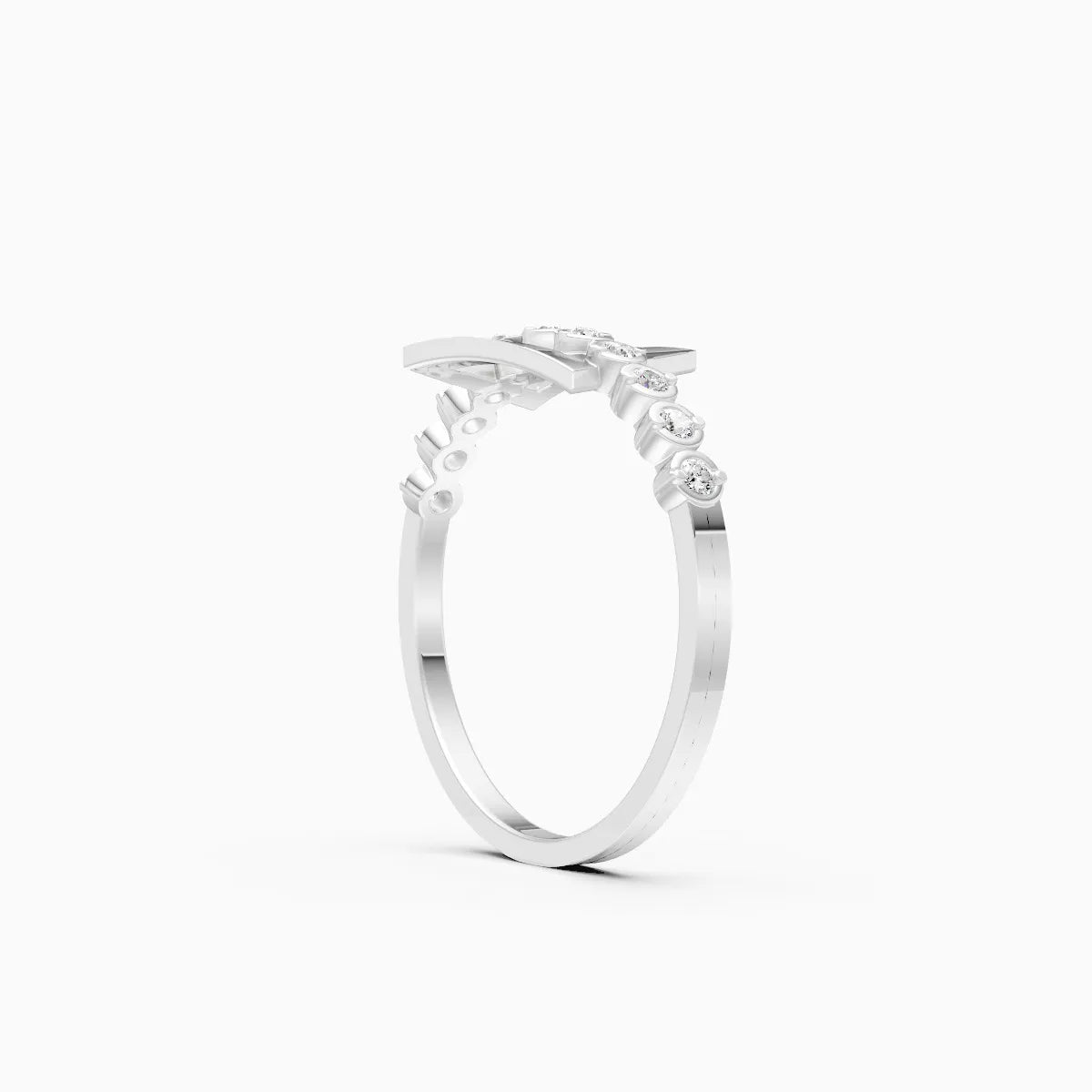 Geometric Diamond Bar Ring