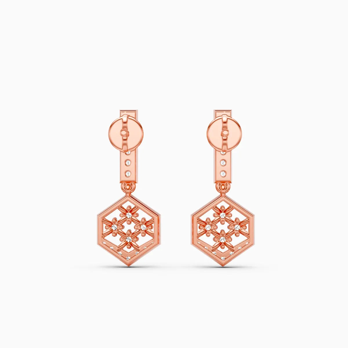 GeoGlint Hexagon Structured Shine Earrings