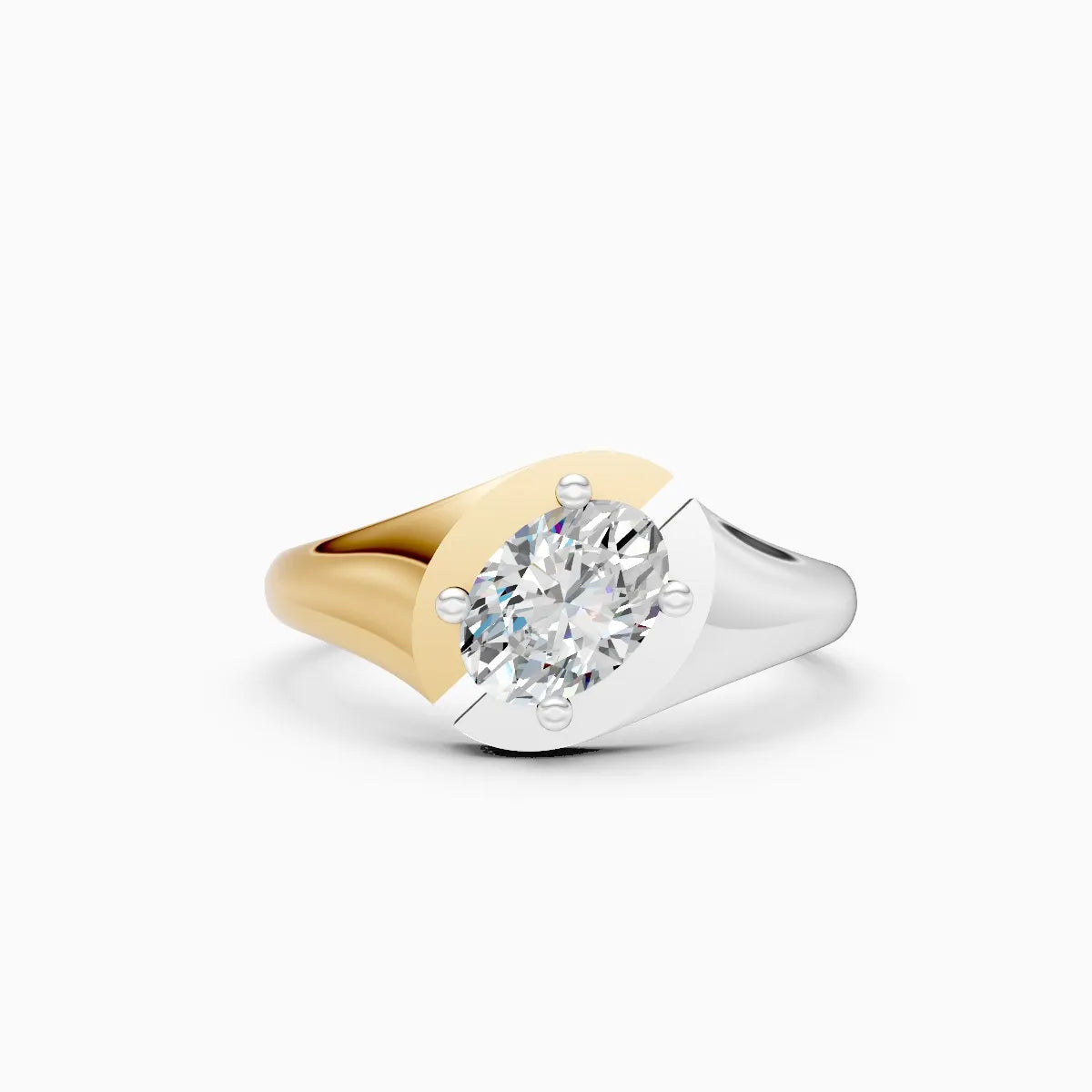 Oval Bypass Solitaire Ring
