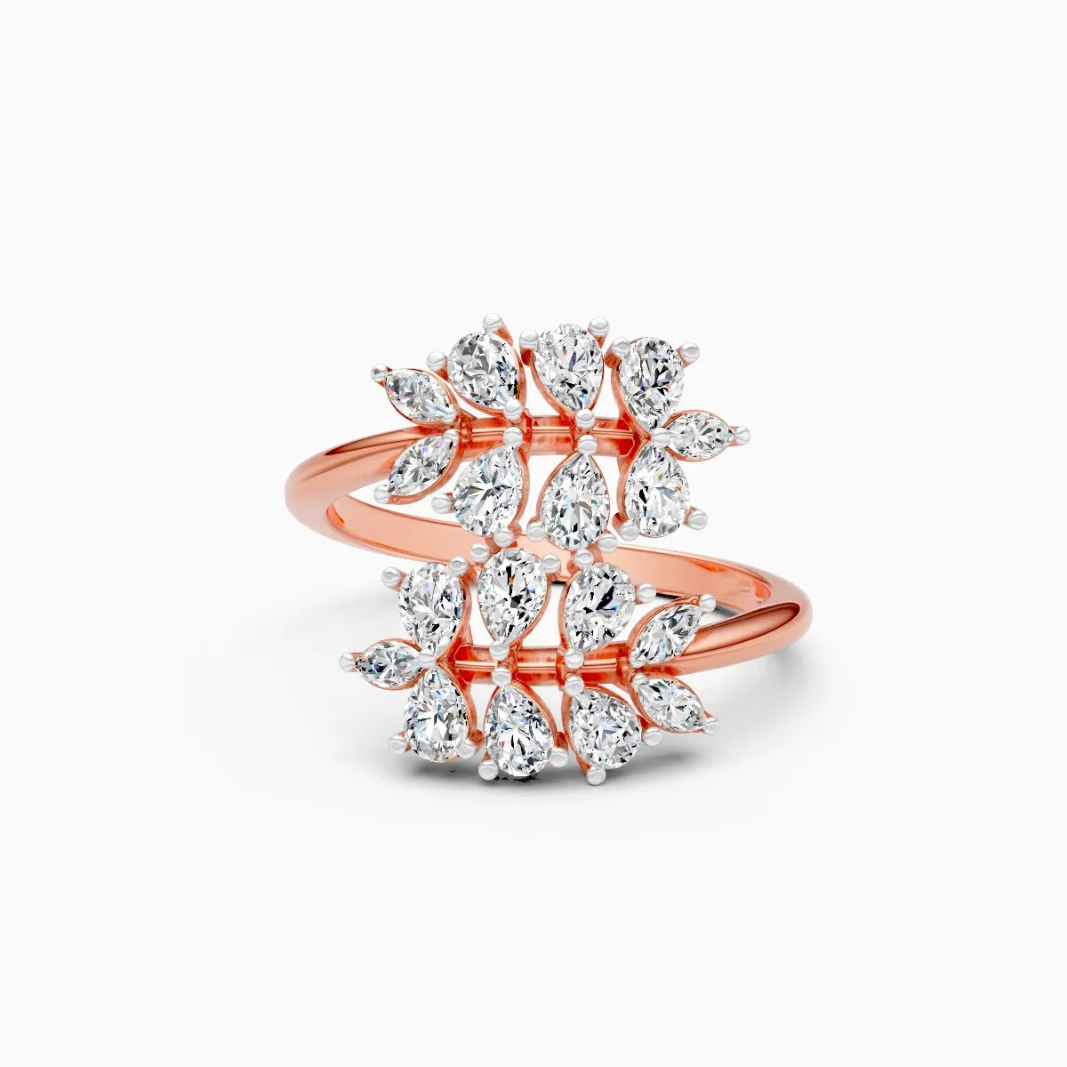 Leaf Style Diamond Cluster Ring