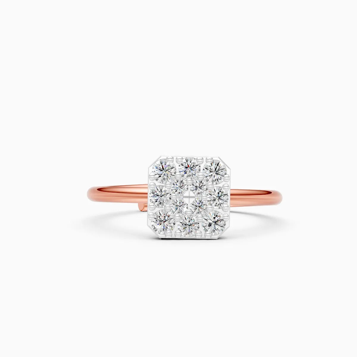 Sleek Rhodium Square Diamond Ring