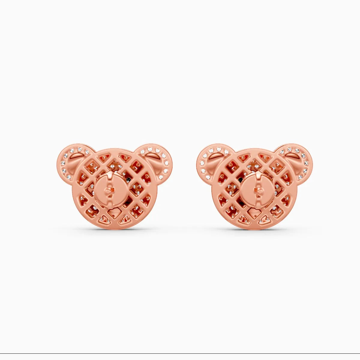 Adorable Teddy Face Diamond Stud Earrings
