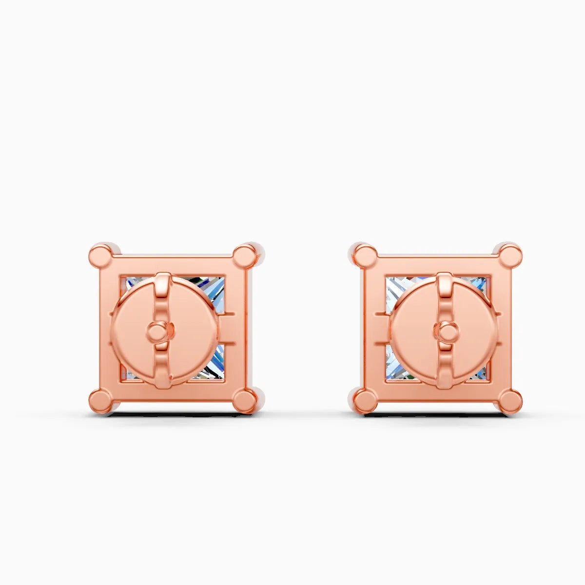 Minimalist Princess Diamond Stud Earrings
