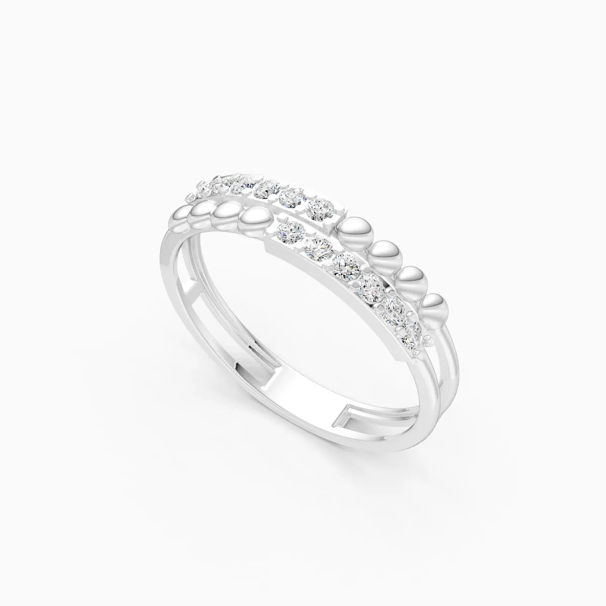 Beaded Curve Diamond Ring