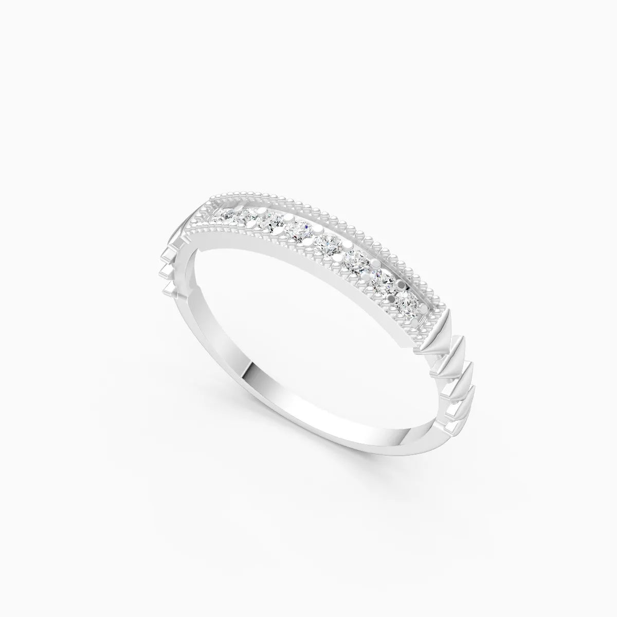 Milgrain Diamond Bar Ring