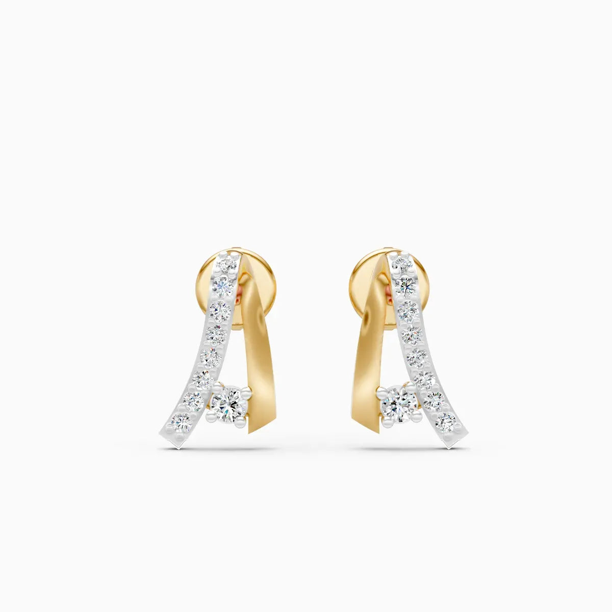 Curved Diamond Stud Earrings