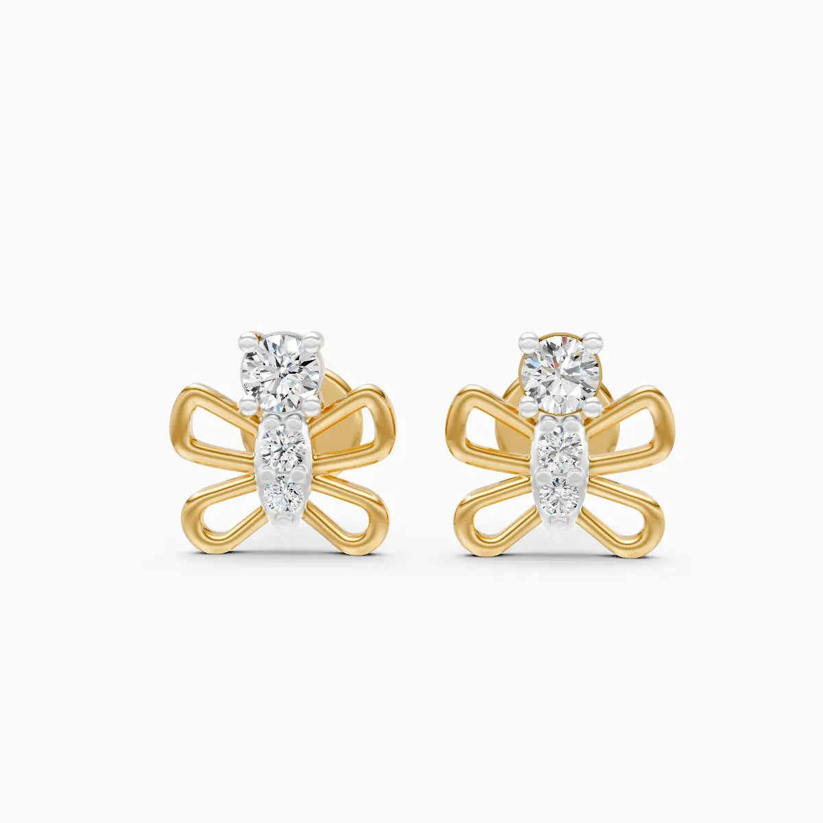 Round Butterfly Stud Earrings